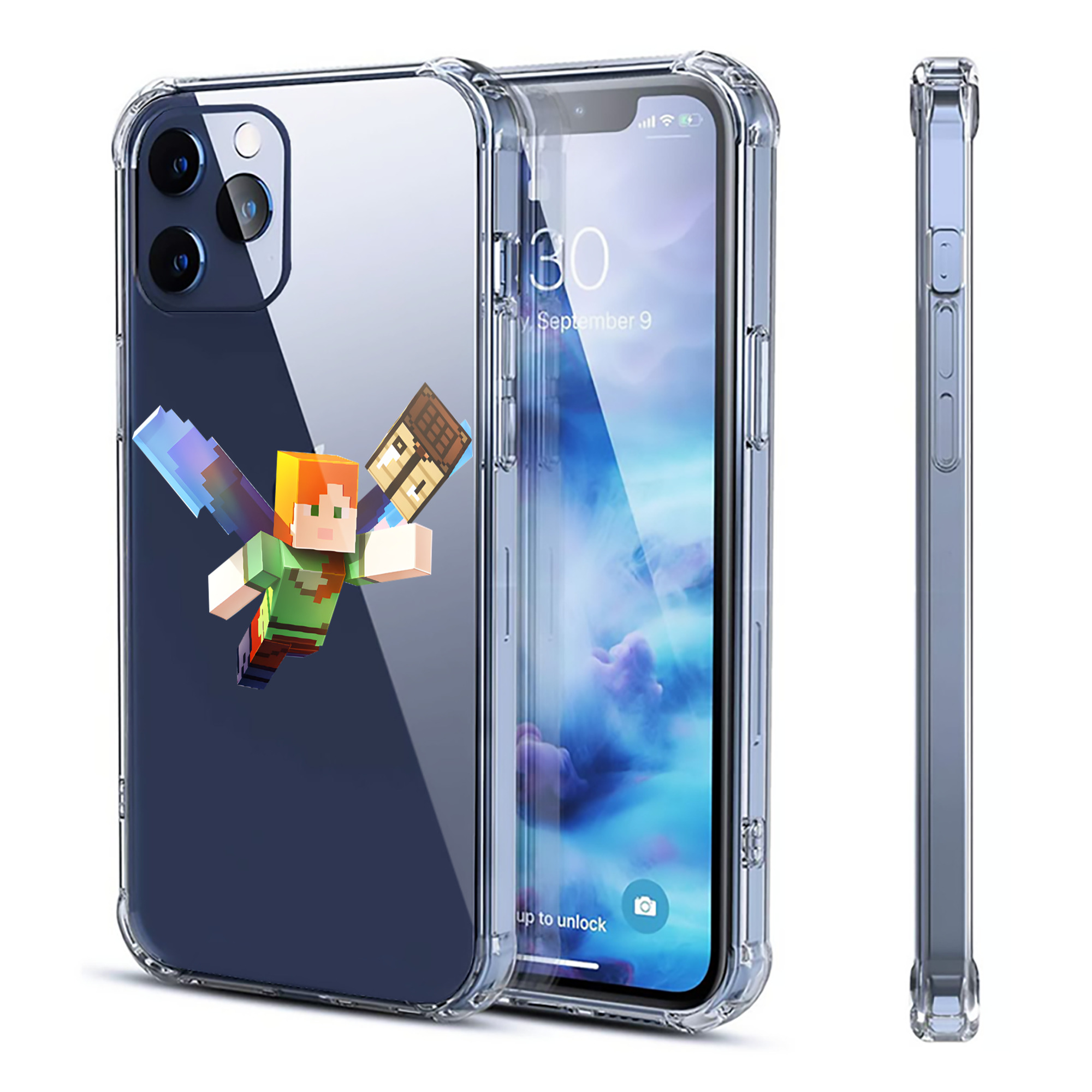 （画像用） マインクラフト ブロックの世界 Minecraft MC Block world 【iPhone 12シリーズ対応】透明スマホケース（クリアソフトケース）